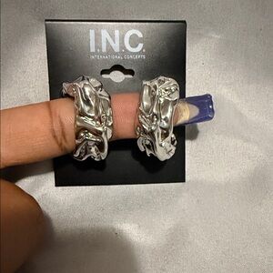 INC International Concepts Textured Silver Earrings
